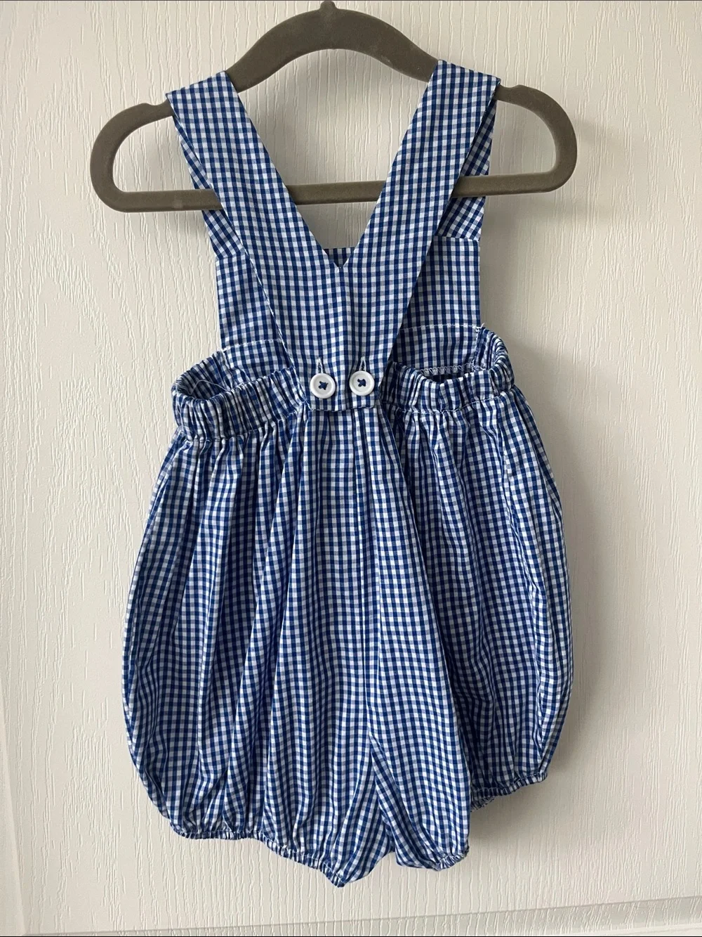 The Beaufort Bonnet Company Blue and White Gingham Bubble One-Piece 3T